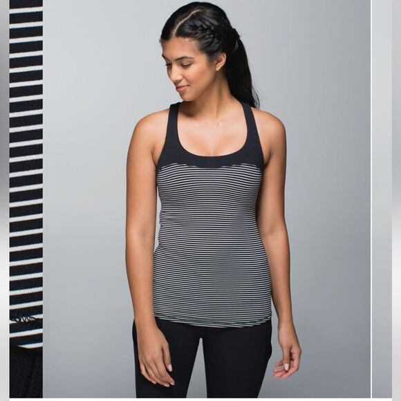 Lululemon Run: First Base Tank Hyper Stripe Black Ghost Sleeveless Activewear - Picture 1 of 8